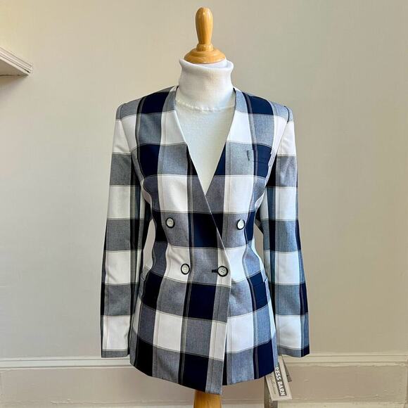 NWT Vintage 80s DressBarn Classic Plaid Double Breasted Suit Blazer Jacket 16 - Picture 2 of 11